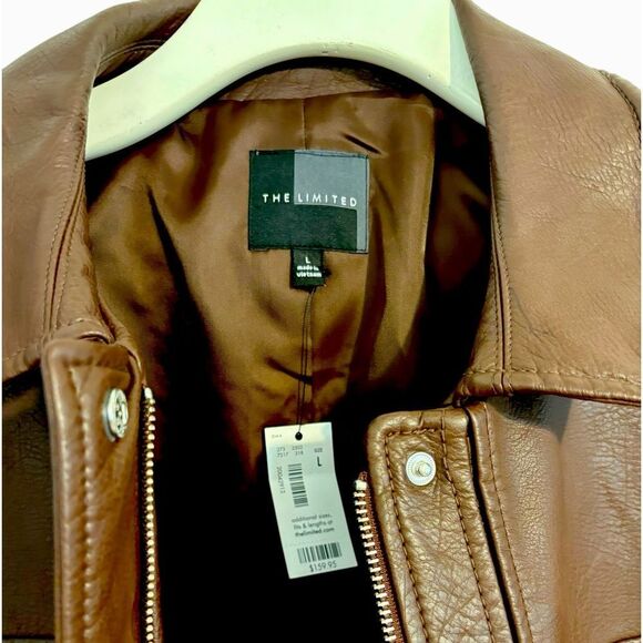 The Limited Faux Brown Leather Jacket Size Large NWT - Picture 4 of 9